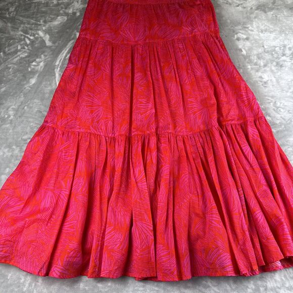 Tommy Hilfiger‎ Tropical Maxi Dress Size 8 Red Magenta Sleeveless Tiered (0721) - Picture 4 of 13